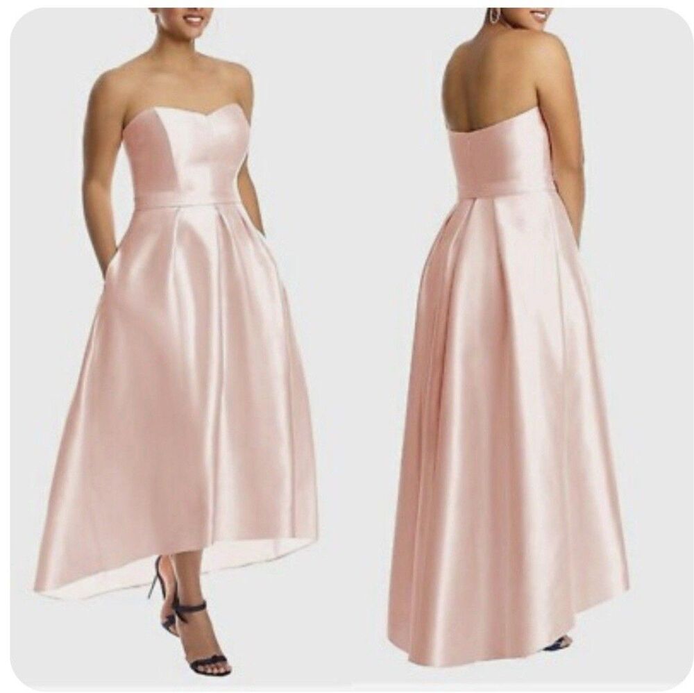 Alfred Sung Pink Satin Strapless Gown Size 2R ( Straps Included)
